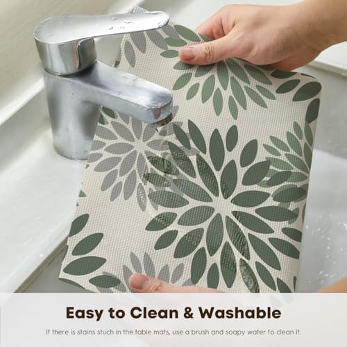 Artoid Mode Floral Vinyl Placemats Set of 6, 12x18 Inch Thanksgiving Washable - Image 4
