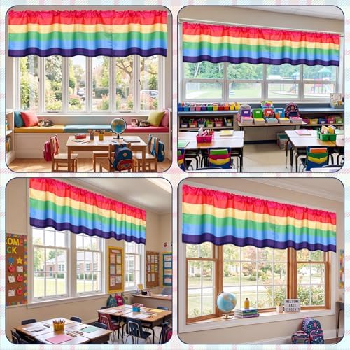 Mindsoft 4 Pcs Rainbow Classroom Curtains Colorful Window Valances Gradient - Image 6