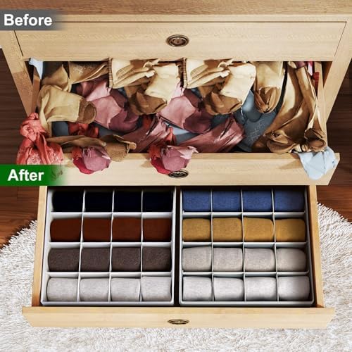 joyoldelf Sock Drawer Organizer Divider Underwear Organizer 16-cell Fabric - Image 6