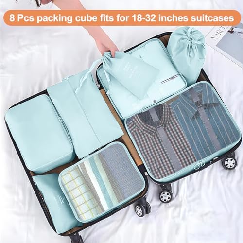 Packing Cubes for Travel- 8 Set Luggage Organizer Bags for Family, Mesh - Image 2