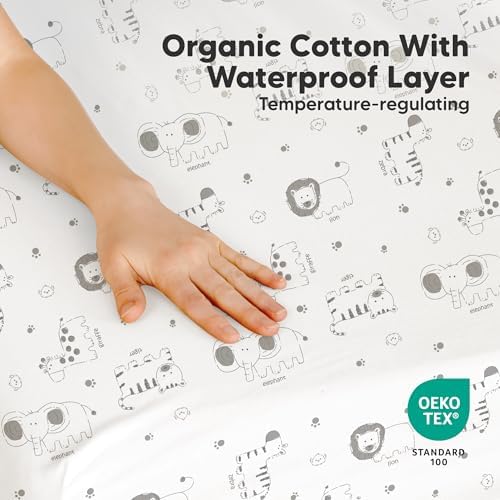 2 Pack and Play Sheets, Waterproof Mini Crib Sheet Fitted 38x26 - Image 2