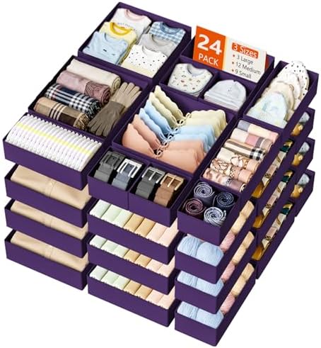 DIMJ Drawer Organizer Clothes, 24 Pack Dresser Organizer, Foldable Closet by DiMJ