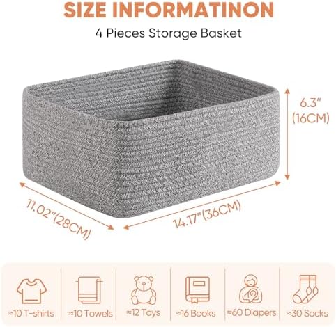 OIAHOMY 4 Pack 14.17 * 11.02 * 6.3IN Storage Baskets - Image 2