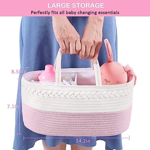 ABenkle Diaper Caddy Organizer, Rope Woven Storage Baske - Image 3