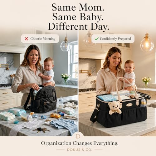 DOKUS & CO Luxe Diaper Caddy Organizer, Extra Large Collapsible Nursery Storage - Image 2