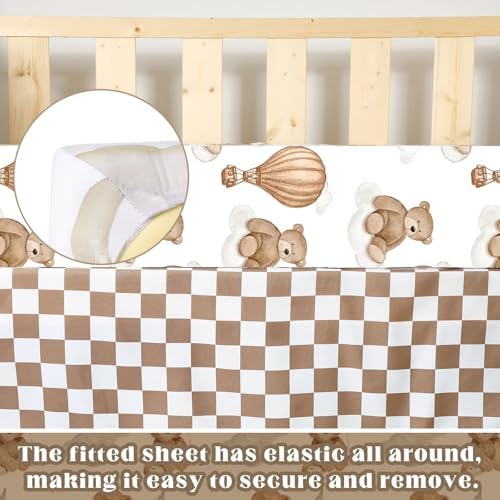 Hosuly 3 Pcs Bear Crib Bedding Set Nursery, Teddy Bear - Image 5