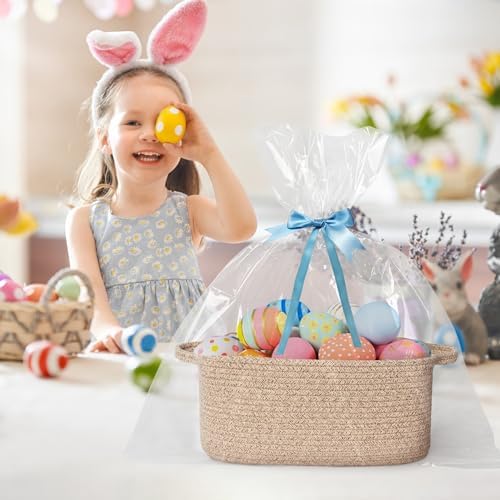 Cute Brown Gift Basket, Woven Baskets - Image 6