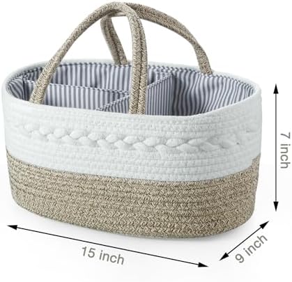 PandaEar Baby Diaper Caddy Organizer, Portable Nursery Storage Basket Cotton - Image 4