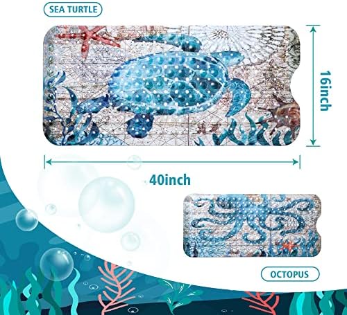 MOLFUJ Non Slip Bathtub Mat for Bathroom, 40 X 16 Inch Sea Turtle Bath Tub Mat - Image 4