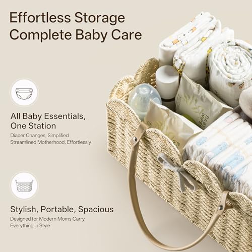 HBlife Large Baby Diaper Caddy, Paper Rope Storage Baskets Nursery Bin - Image 4