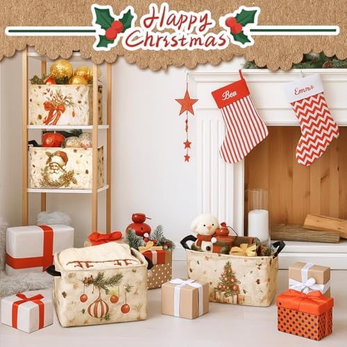 4pcs Christmas Storage Basket Fabric Laundry Baskets - Image 6