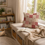 Shabby Chic Rose Patchwork Throw Pillow Cover 18x18 - Image 3