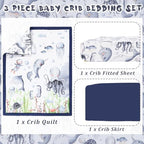 Hahafelt 3 Pcs Nautical Ocean Baby Crib Bedding Set - Image 2