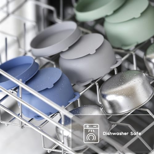 Bakpoco 2-in-1 Stainless Steel Baby Bowls, Leak-Proof Lids & Suction Silicone - Image 2