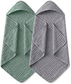 Yoofoss Hooded Baby Bath Towels 2 Pack 100% Muslin Organic Cotton by YOOFOSS