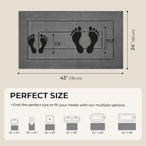 GRANNY SAYS Deep Gray Bathroom Rug 24" x 43", Non-Slip Microfiber Bath Mat - Image 2
