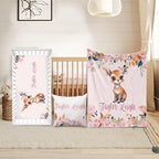 Custom Crib Bedding Set for Girls Gifts Deer Floral Design Color04 by Duckbe