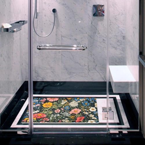 Shower Mat Non Slip 26.8 x 15.1 Inches, Colored Flowers Bathtub Mat Shower - Image 6