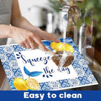 OBUSATT Blue and Yellow Lemons Placemats Set of 6 17×12 Inch Summer Lemon - Image 4