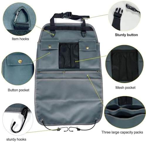 Car Seat Back Organizer with Multiple Pockets and Hooks - Image 3