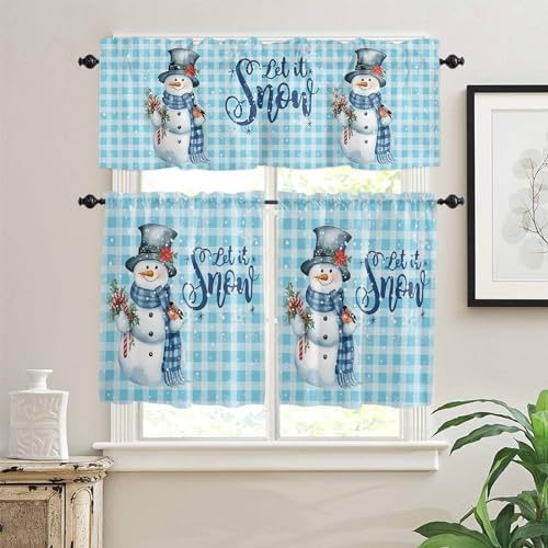 Snowman Christmas Kitchen Curtains and Valances Set, Let It Snow Winter Holiday - Image 2