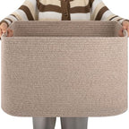 OIAHOMY 96L XXXLarge Blanket Basket Woven Cotton Rope Storage Basket Brown by MasterofSpaceOptimization