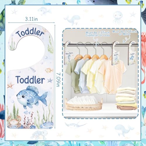 Baby Closet Dividers 8PCS, Under the Sea/Ocean Animal Theme Wooden Double-Sided - Image 5