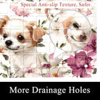 Shower Mat Non Slip 26.8 x 15.1 Inches, Dog Flower Bathtub Mat Shower Stall Mats - Image 2