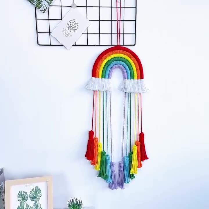 Rainbow Macrame Wall Hanging, Girls Room Decor - Image 4