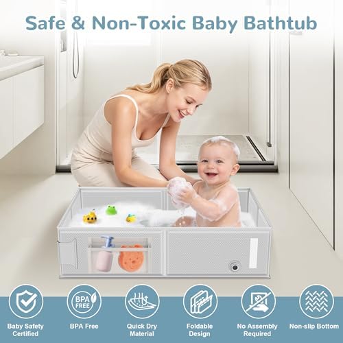 Collapsible Baby Bathtub, Foldable Toddler Bath Tub - Image 3