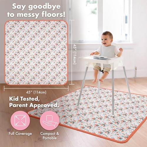 BapronBaby Vintage Rose Waterproof Splash Mat Catch All Floor Cover - Image 4