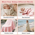 Muslin Hooded Baby Towels 2 Pack, 100% Cotton Baby Bath Towels - Image 4