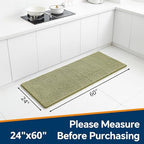 Chenille Bathroom Runner Rug 24"x60" Sage Green, Plush Bath Mat - Image 2