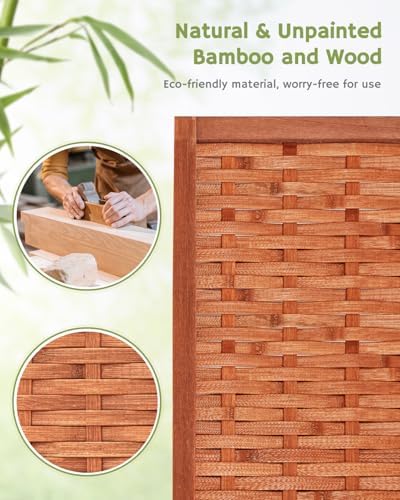 JOSTYLE Bamboo Room Divider, 4-Panel Folding Privacy Screen - Image 3