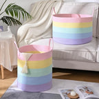 67L Large Rainbow Blanket Basket, Cotton Rope Baby Laundry Hamper - Image 6