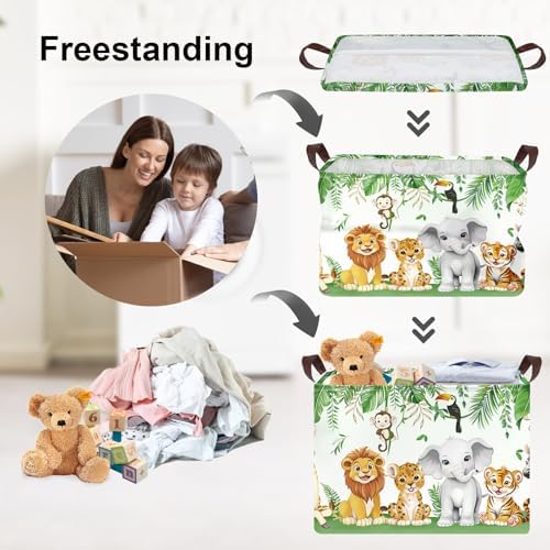 Clastyle Safari Animal Laundry Basket Leaf Kids Clothes Book Storage Basket - Image 3