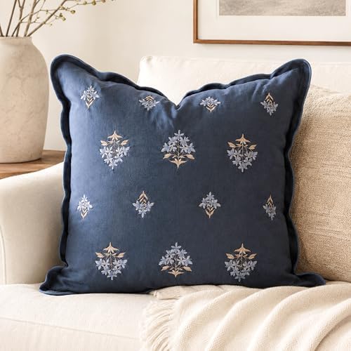 BlissBlush Throw Pillow Cover 20x20, Floral Accent Cushion Cover by BlissBlush
