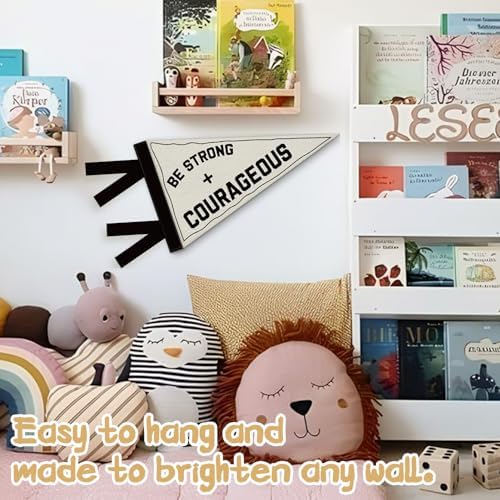 Boys Room Decor, Be Strong and Courageous Felt Banners Flags - Image 5