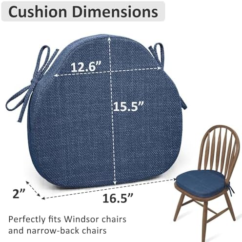 Shinnwa Kitchen Chair Cushions Set of 2, High-Resilience Foam Windsor Seat Pads - Image 6