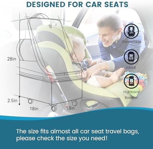 RUCYEN Rolling Car Seat Travel Bag, Padded Carseat Travel Backpack - Image 3