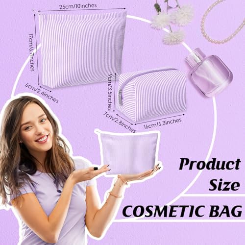 Huhumy 2 Pcs Makeup Bag Set for Women, Thin Stripe - Image 2