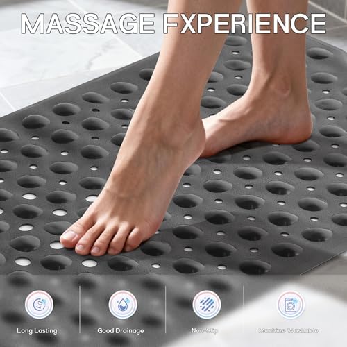Anti-Slip Bathtub Shower Mat 40×16 Inch Opaque Black - Image 5