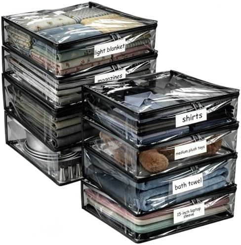 Plastic Storage Bags with Easy-Glide Zipper, Durable Clear Vinyl Zippered by Kikerike
