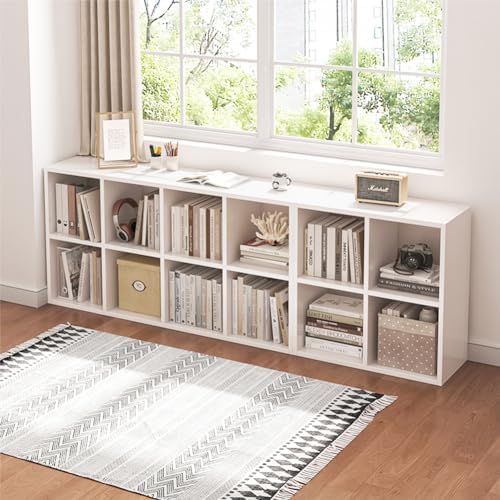 NELYE 8 Cube Organizer Bookcase White Open Shelf - Image 5