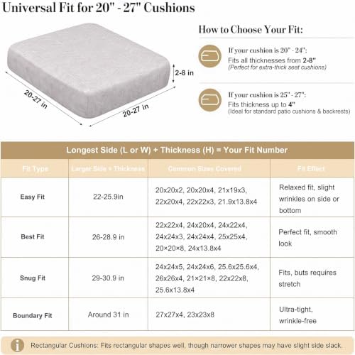 8Pcs Patio Cushion Covers Stretch Outdoor Furniture Protector Slipcovers - Image 3