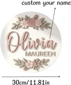 Personalized Floral Wooden Name Sign - Image 2