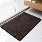 Chenille Bathroom Rug 24"x36" Brown, Non-Slip Plush Bath Mat by Kildoss