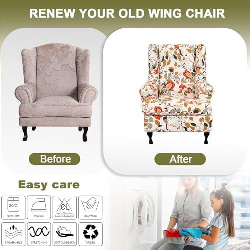 NILUOH Wingback Chair Covers 2-Piece, Armchair Slipcovers - Image 6