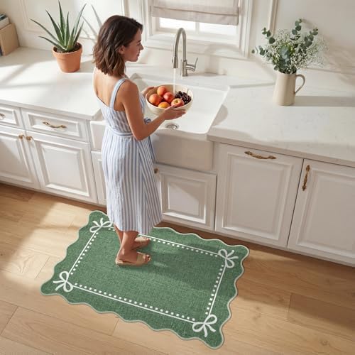Garvee Scalloped Bow Rug Washable 2x3 Area Rug - Image 4