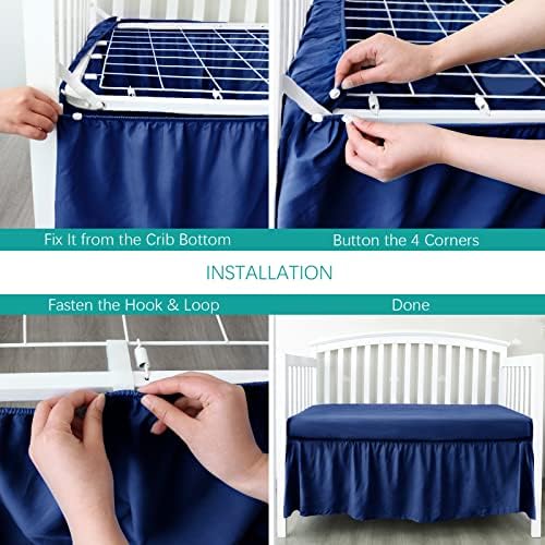 Crib Bed Skirt 14" Drop, Fits 28"x52" Crib, Adjustable - Image 3